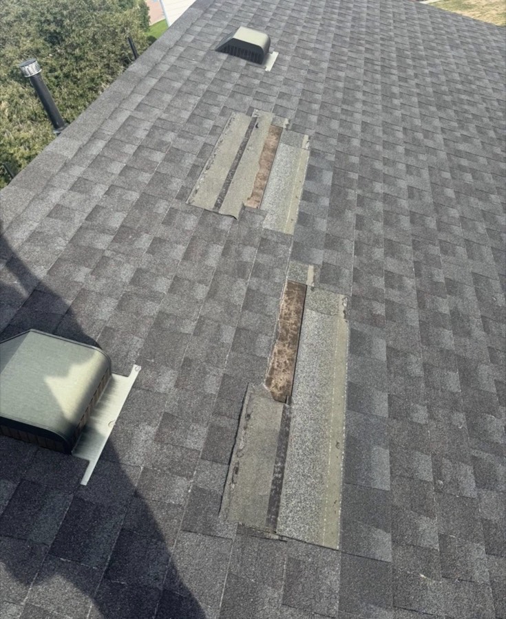 Missing shingles after a wind storm