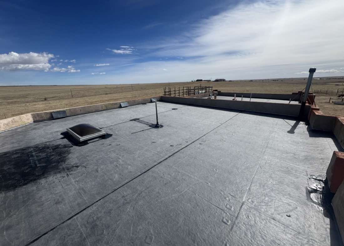 New membrane flat roof on a home